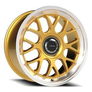 Vision Wheel 478 Gold Machined Lip 18x8.5 +35 5x108mm 73.1mm - Wheelwiz