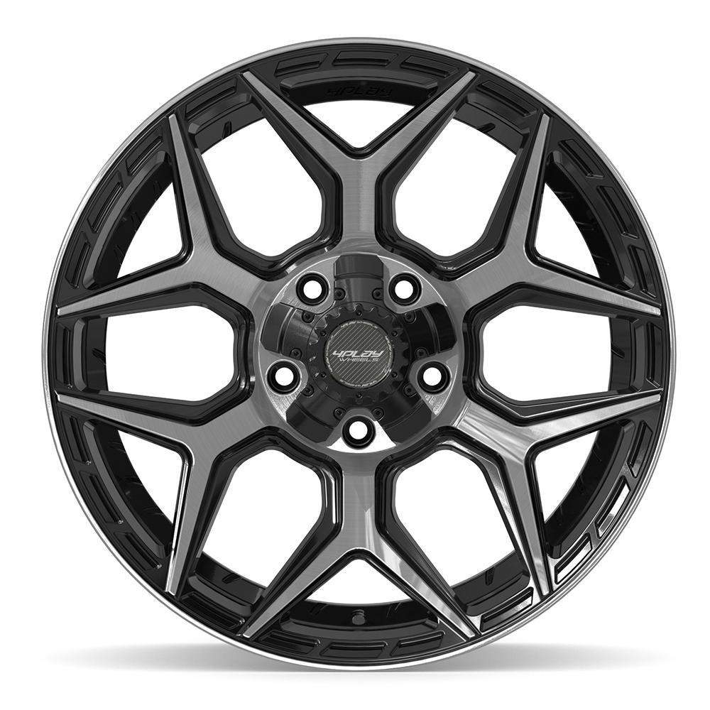 4Play 4P06 Gloss Black Brushed with Tinted Clear 20x9 0 5x127|5x139.7mm 87.1mm - Wheelwiz