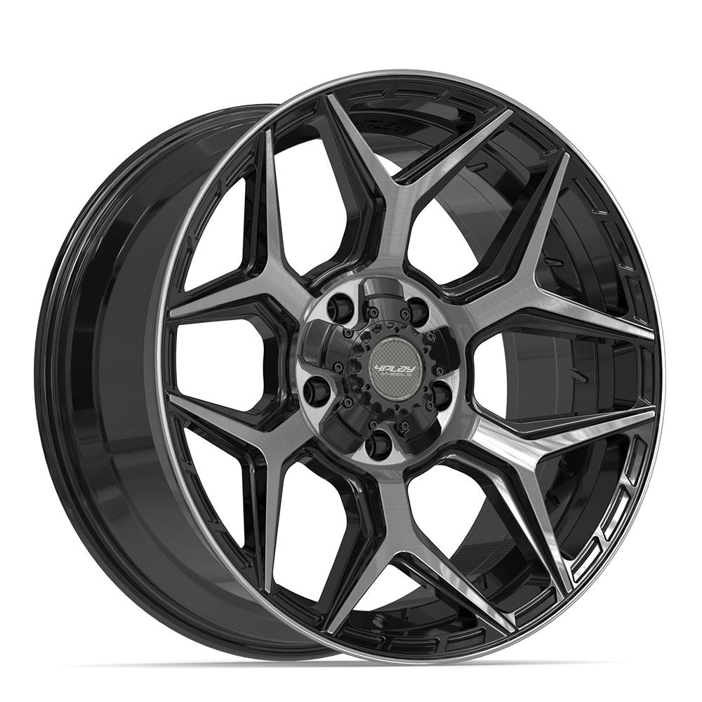 4Play 4P06 Gloss Black Brushed with Tinted Clear 20x9 0 5x127|5x139.7mm 87.1mm - Wheelwiz