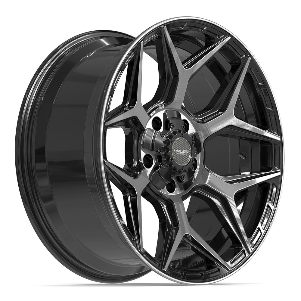 4Play 4P06 Gloss Black Brushed with Tinted Clear 20x9 0 5x127|5x139.7mm 87.1mm - Wheelwiz