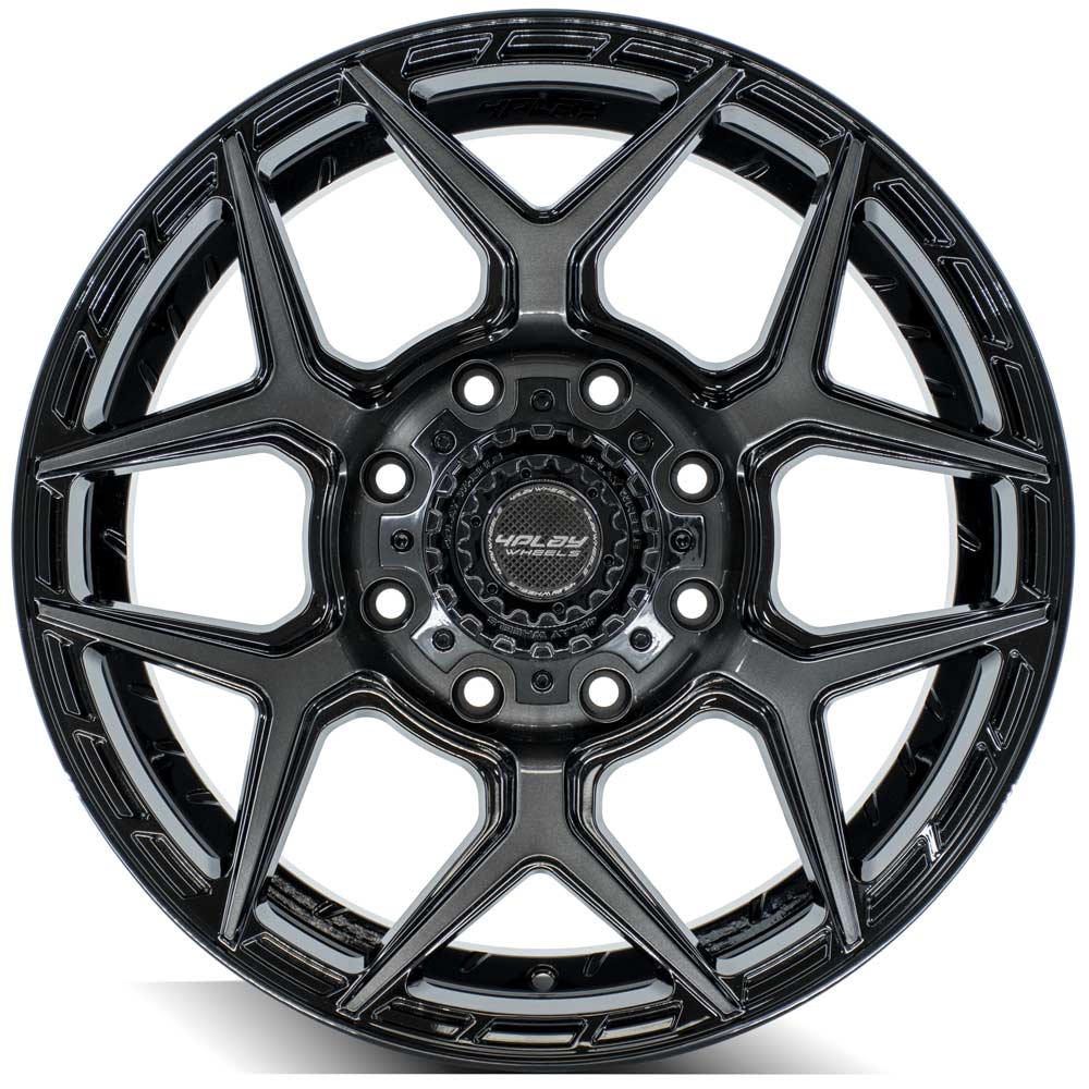 4Play Gen3 4P06 Gloss Black w/ Brushed Face & Tinted Clear 20x9.0 0 8x165.1mm 124.9mm - Wheelwiz