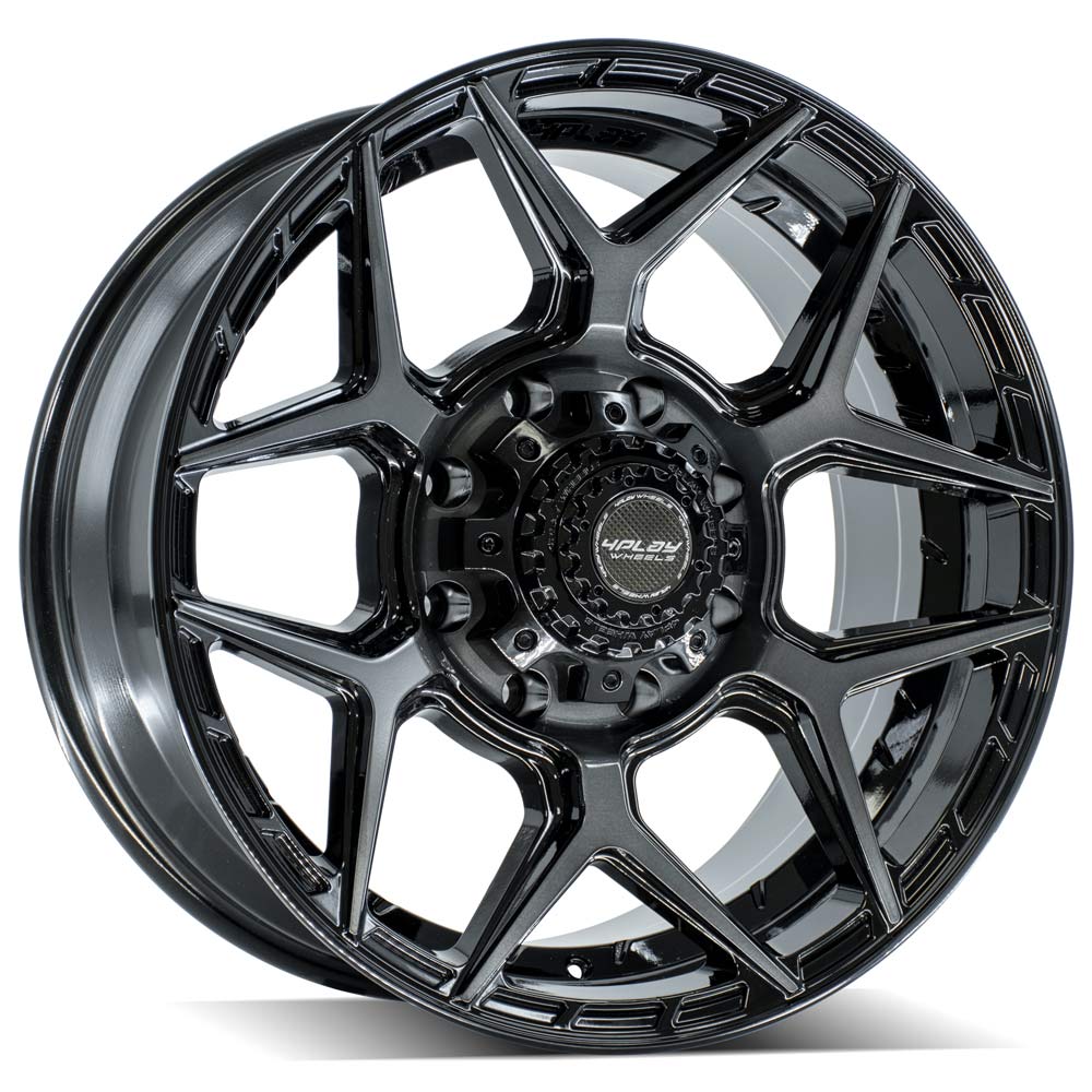 4Play Gen3 4P06 Gloss Black w/ Brushed Face &amp; Tinted Clear 20x9.0 0 8x165.1mm 124.9mm - Wheelwiz