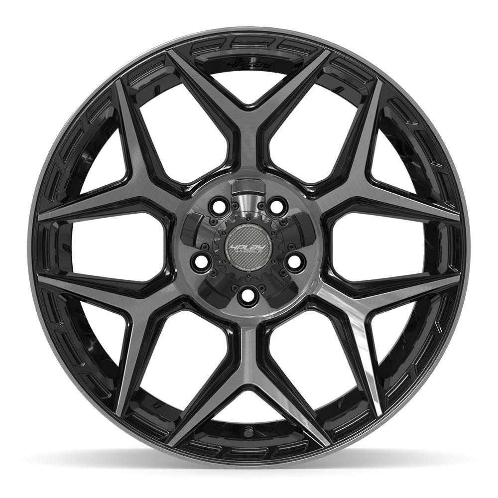 4Play 4P06 Gloss Black Brushed with Tinted Clear 20x10 -18 5x127|5x139.7mm 87.1mm - Wheelwiz