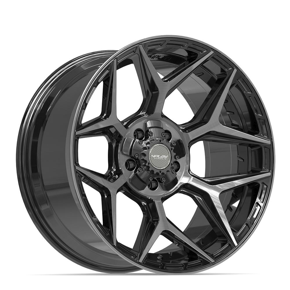 4Play 4P06 Gloss Black Brushed with Tinted Clear 20x10 -18 5x127|5x139.7mm 87.1mm - Wheelwiz