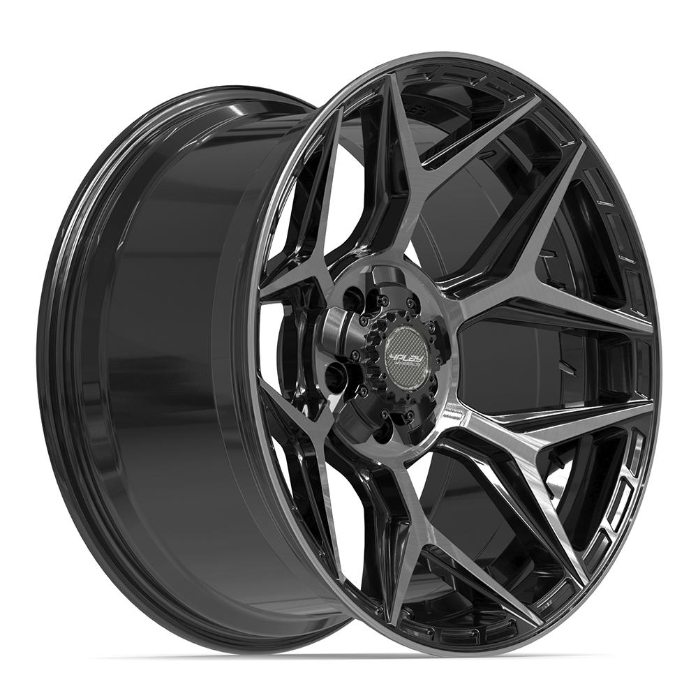 4Play 4P06 Gloss Black Brushed with Tinted Clear 20x10 -18 5x127|5x139.7mm 87.1mm - Wheelwiz