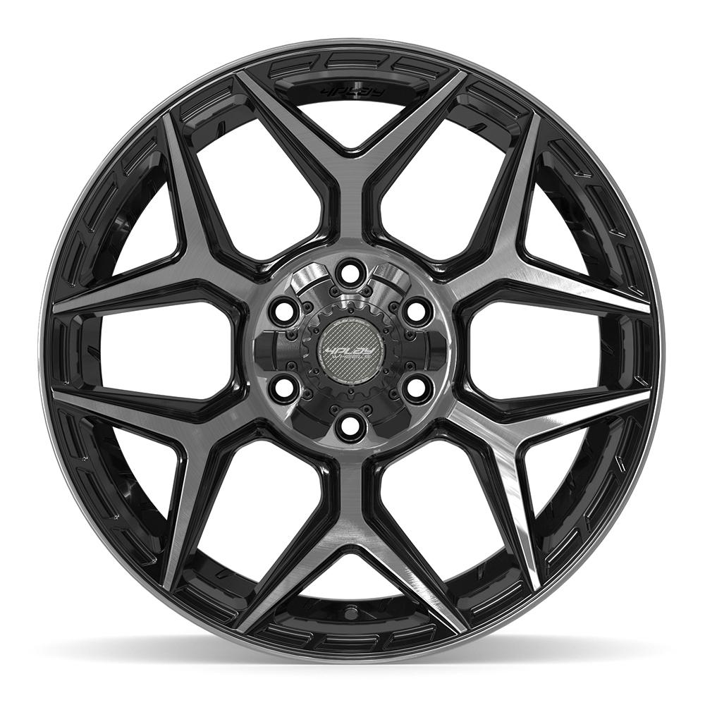 4Play 4P06 Gloss Black Brushed with Tinted Clear 20x10 -18 6x135|6x139.7mm 106.1mm - Wheelwiz