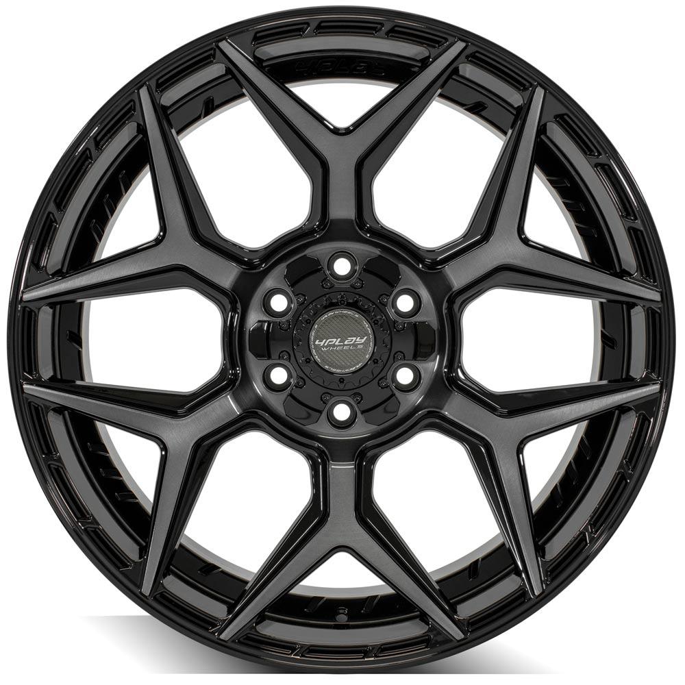4Play Gen3 4P06 Gloss Black w/ Brushed Face &amp; Tinted Clear 22x9.0 +12 6x139.7|6x135mm 106.1mm - Wheelwiz