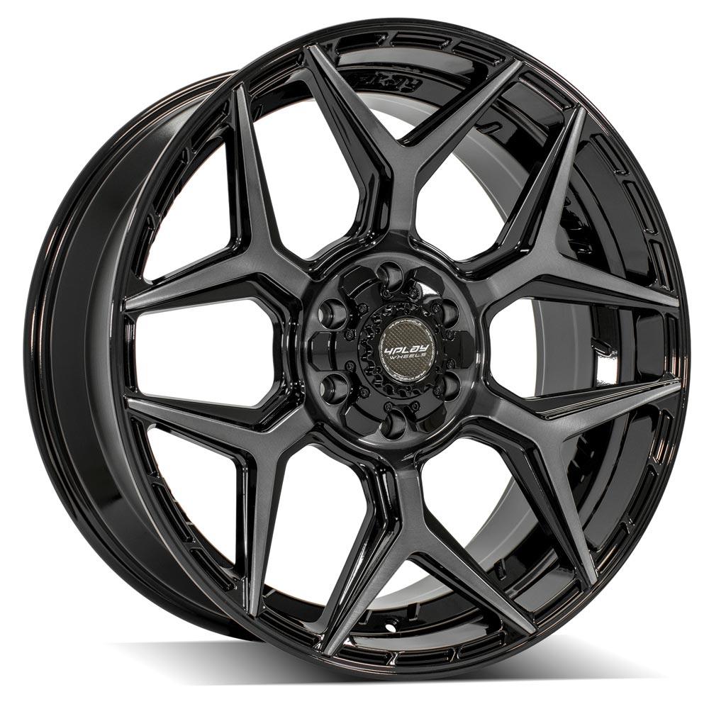 4Play Gen3 4P06 Gloss Black w/ Brushed Face &amp; Tinted Clear 22x9.0 +12 6x139.7|6x135mm 106.1mm - Wheelwiz