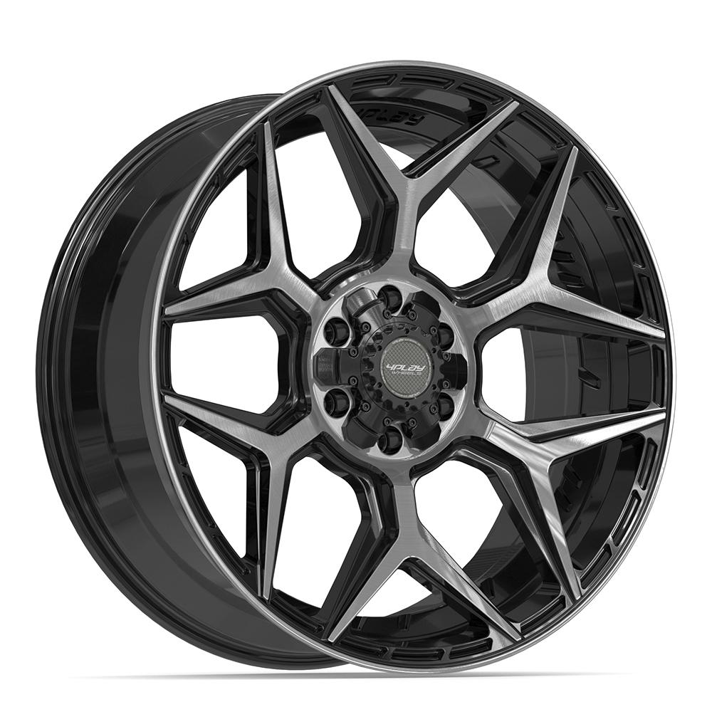4Play 4P06 Gloss Black Brushed with Tinted Clear 22x9 +12 6x135|6x139.7mm 106.1mm - Wheelwiz