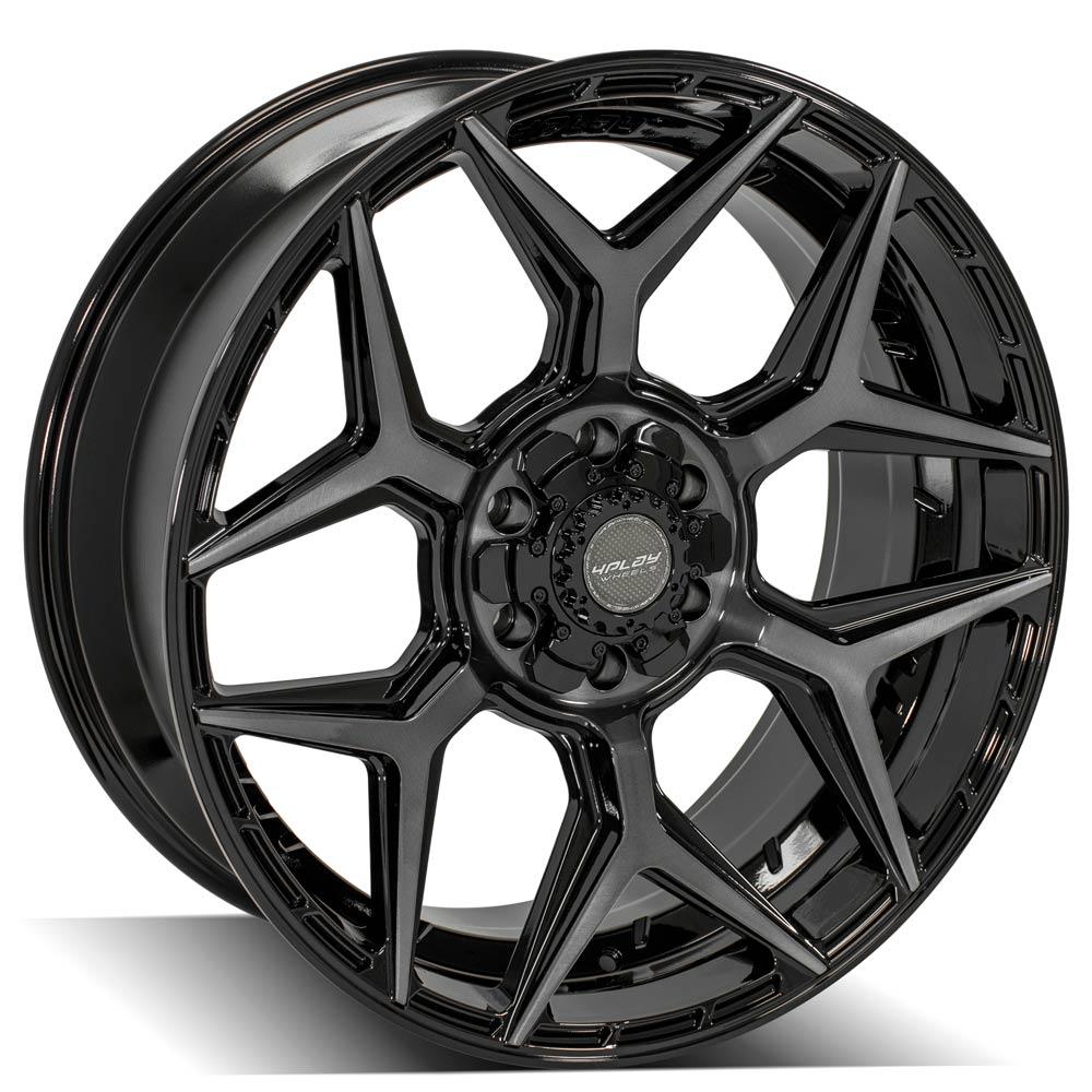 4Play Gen3 4P06 Gloss Black w/ Brushed Face &amp; Tinted Clear 22x9.0 +12 6x139.7|6x135mm 106.1mm - Wheelwiz