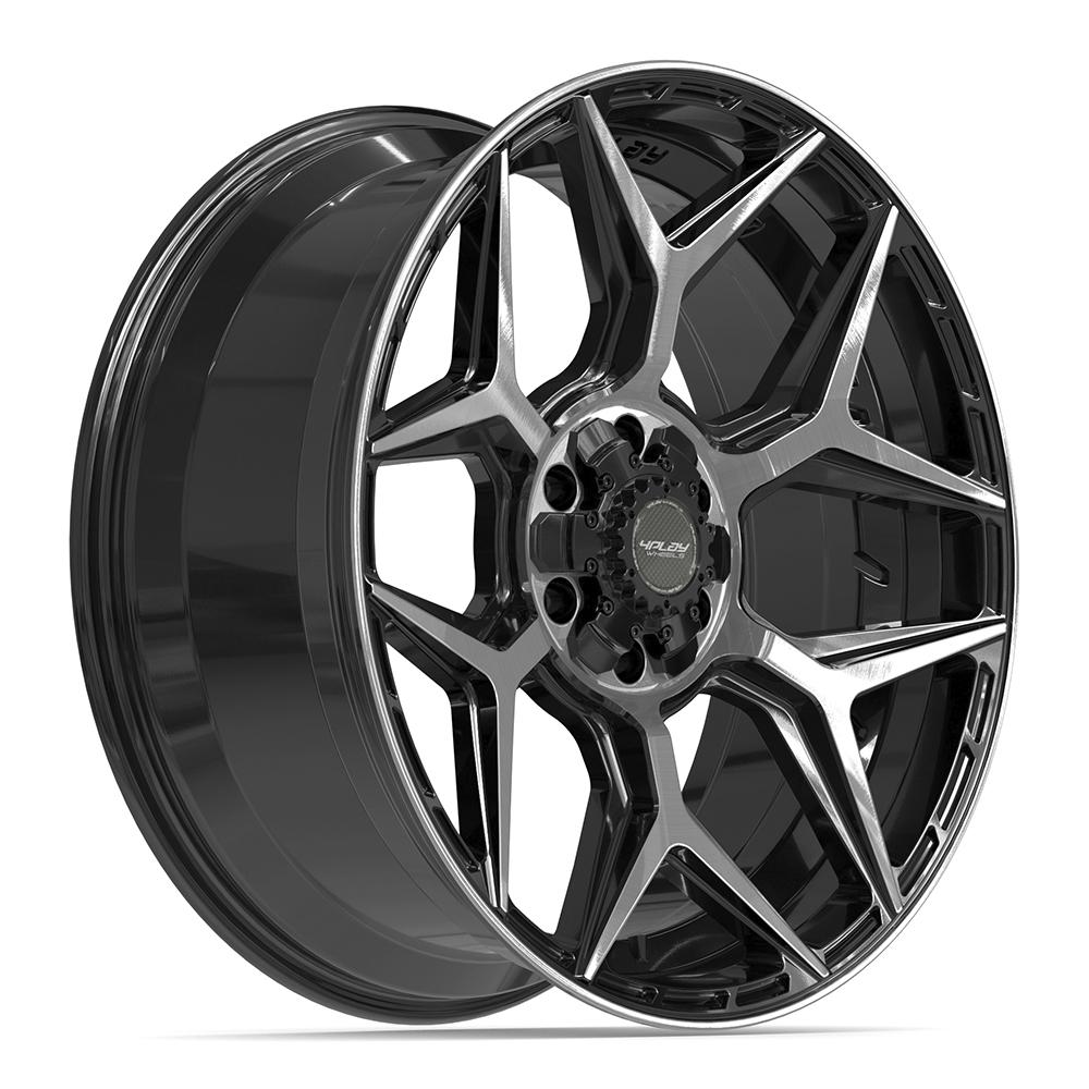 4Play 4P06 Gloss Black Brushed with Tinted Clear 22x9 +12 6x135|6x139.7mm 106.1mm - Wheelwiz