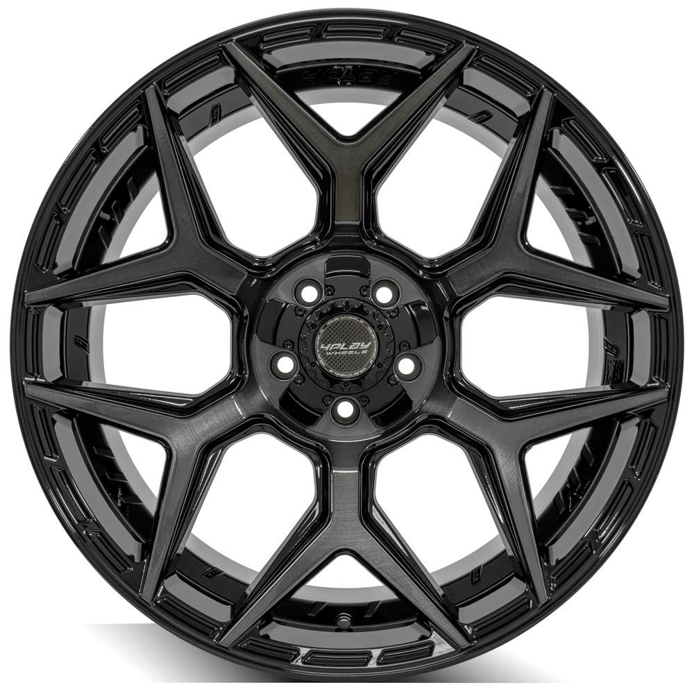 4Play Gen3 4P06 Gloss Black w/ Brushed Face & Tinted Clear 22x10.0 -18 5x127|5x139.7mm 87.1mm - Wheelwiz