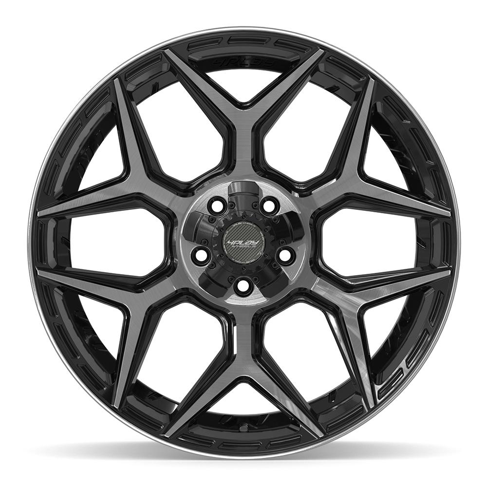 4Play 4P06 Gloss Black Brushed with Tinted Clear 22x10 -18 5x127|5x139.7mm 87.1mm - Wheelwiz