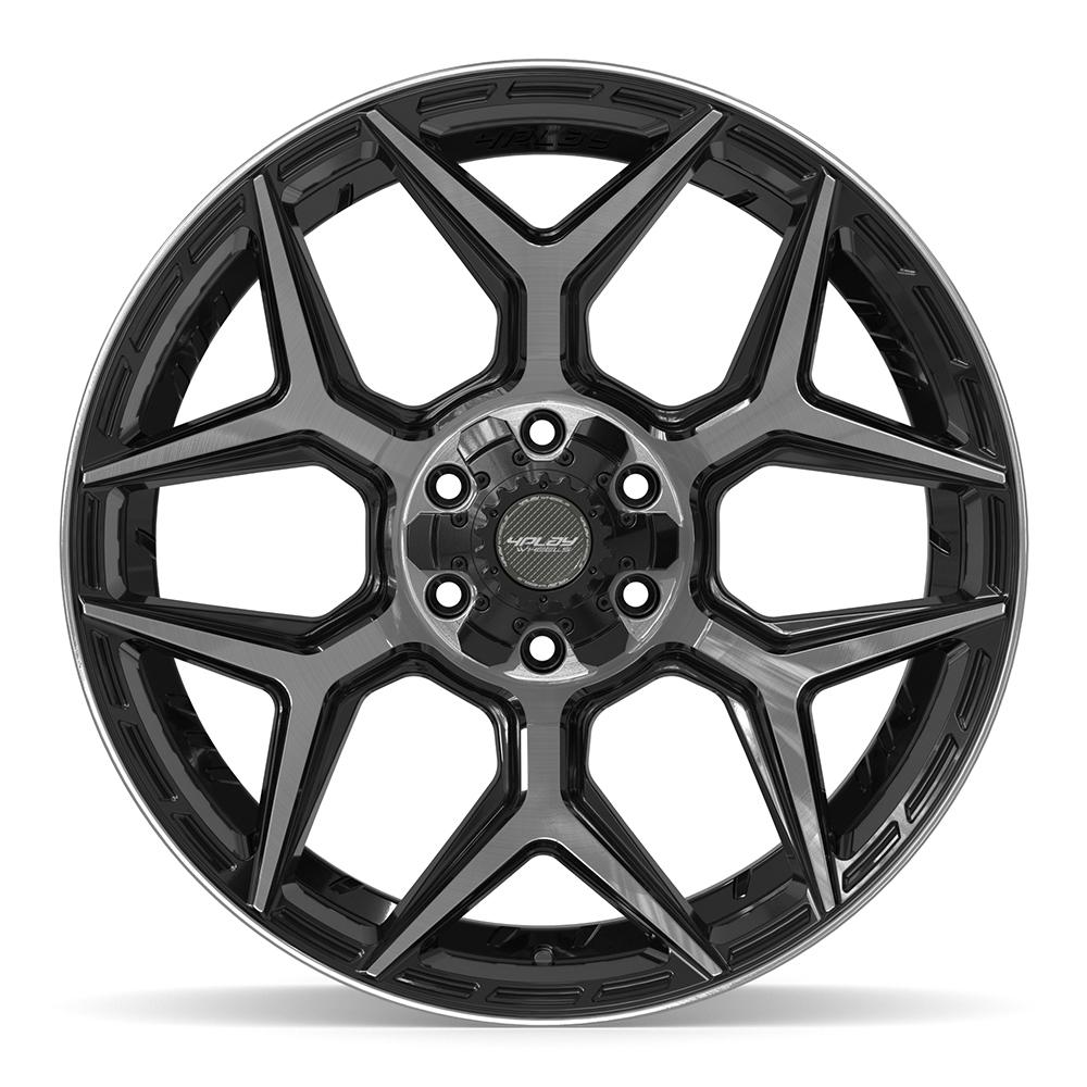 4Play 4P06 Gloss Black Brushed with Tinted Clear 22x10 -18 6x135|6x139.7mm 106.1mm - Wheelwiz