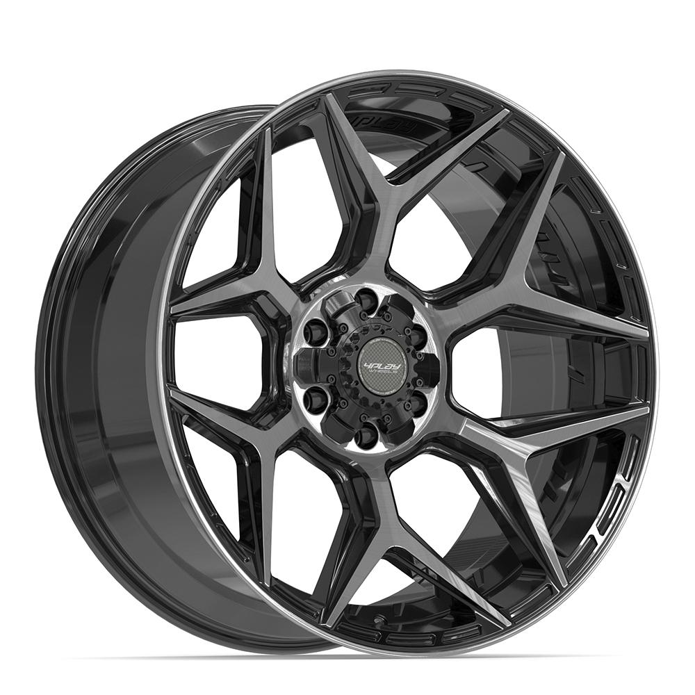 4Play 4P06 Gloss Black Brushed with Tinted Clear 22x10 -18 6x135|6x139.7mm 106.1mm - Wheelwiz