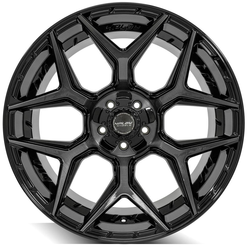 4Play Gen3 4P06 Gloss Black w/ Brushed Face & Tinted Clear 22x12.0 -44 5x127|5x139.7mm 87.1mm - Wheelwiz