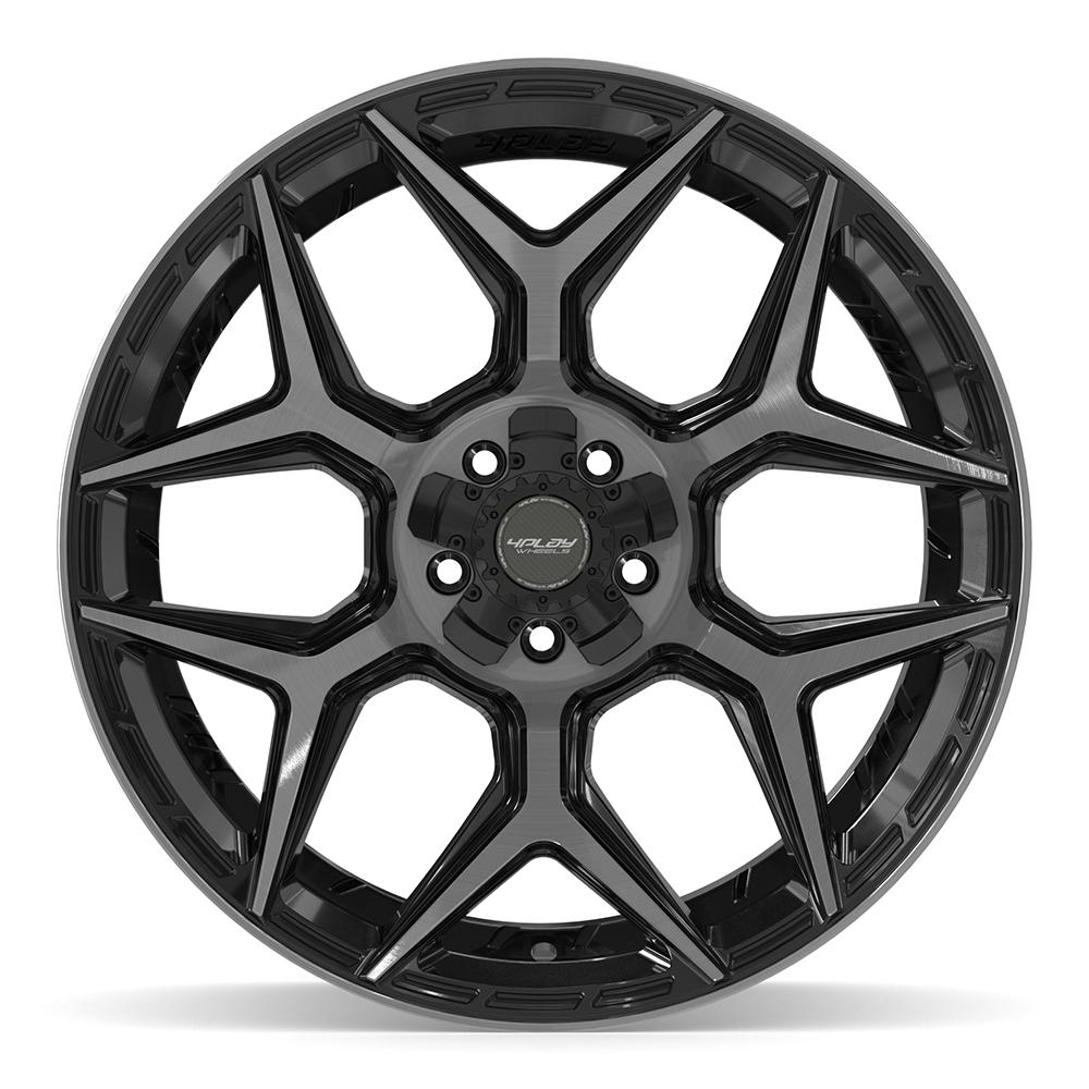 4Play 4P06 Gloss Black Brushed with Tinted Clear 22x12 -44 5x127|5x139.7mm 87.1mm - Wheelwiz