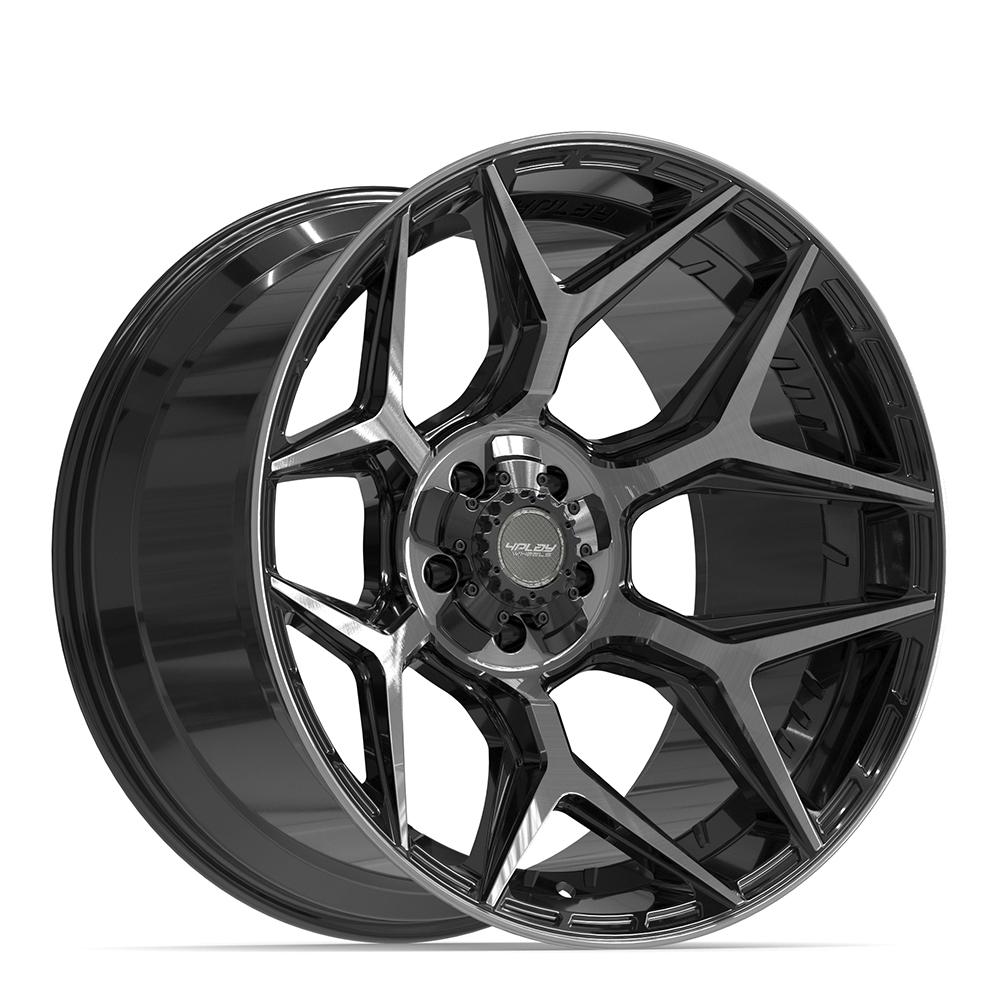 4Play 4P06 Gloss Black Brushed with Tinted Clear 22x12 -44 5x127|5x139.7mm 87.1mm - Wheelwiz