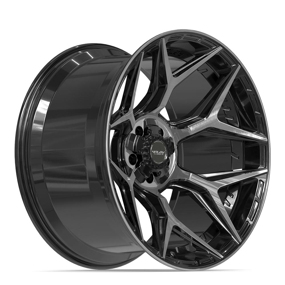 4Play 4P06 Gloss Black Brushed with Tinted Clear 22x12 -44 5x127|5x139.7mm 87.1mm - Wheelwiz