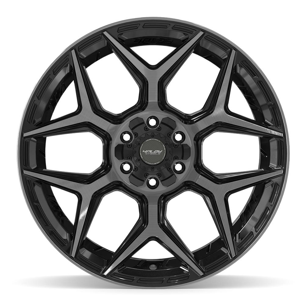 4Play 4P06 Gloss Black Brushed with Tinted Clear 22x12 -44 6x135|6x139.7mm 106.1mm - Wheelwiz