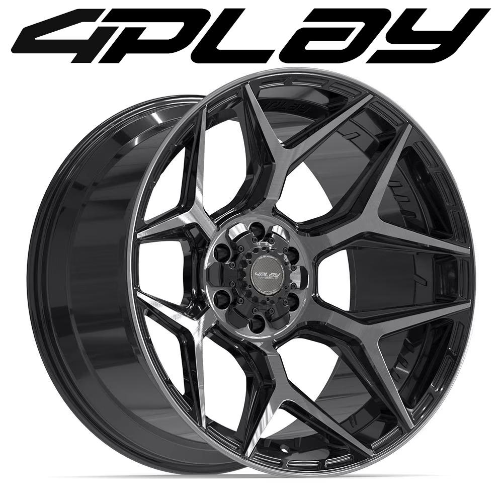 4Play 4P06 Gloss Black Brushed with Tinted Clear 22x12 -44 6x135|6x139.7mm 106.1mm - Wheelwiz