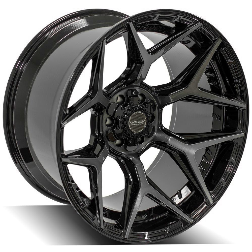 4Play Gen3 4P06 Gloss Black w/ Brushed Face &amp; Tinted Clear 22x12.0 -44 6x139.7|6x135mm 106.1mm - Wheelwiz