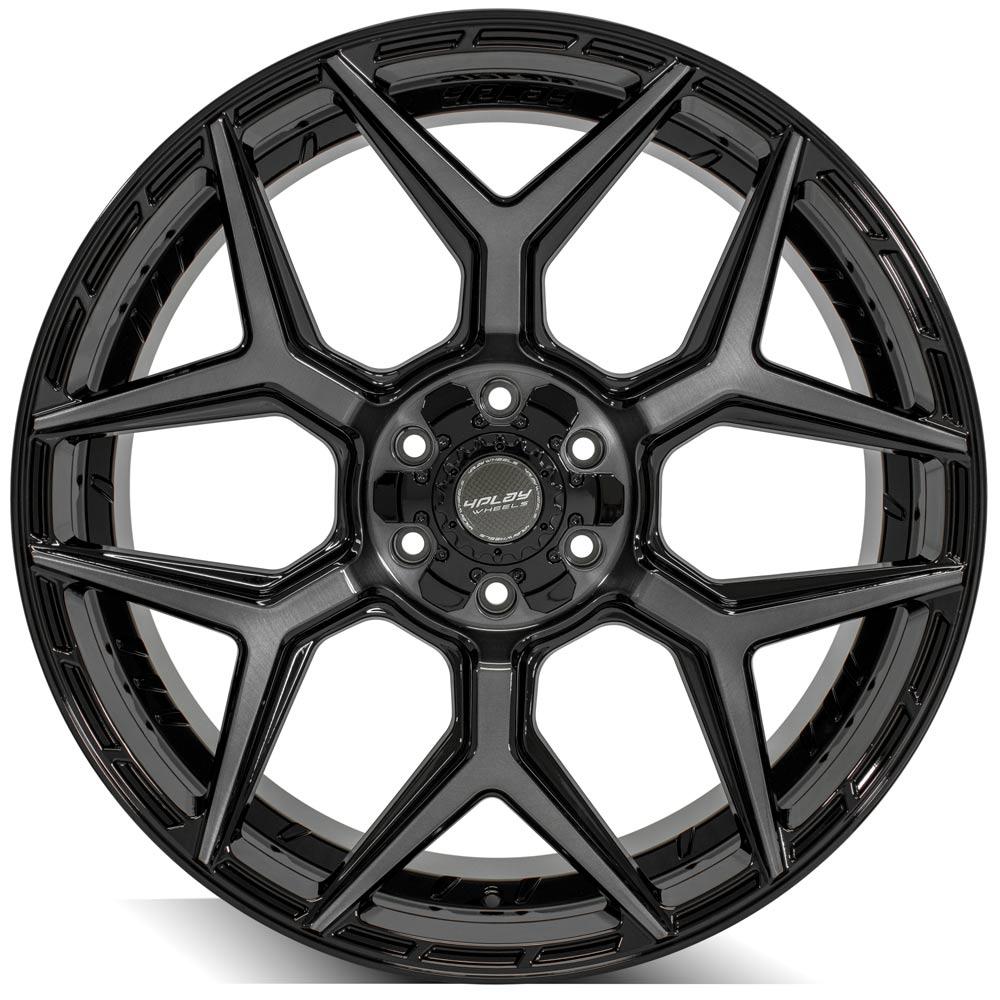 4Play Gen3 4P06 Gloss Black w/ Brushed Face & Tinted Clear 24x10.0 +18 6x139.7|6x135mm 106.1mm - Wheelwiz