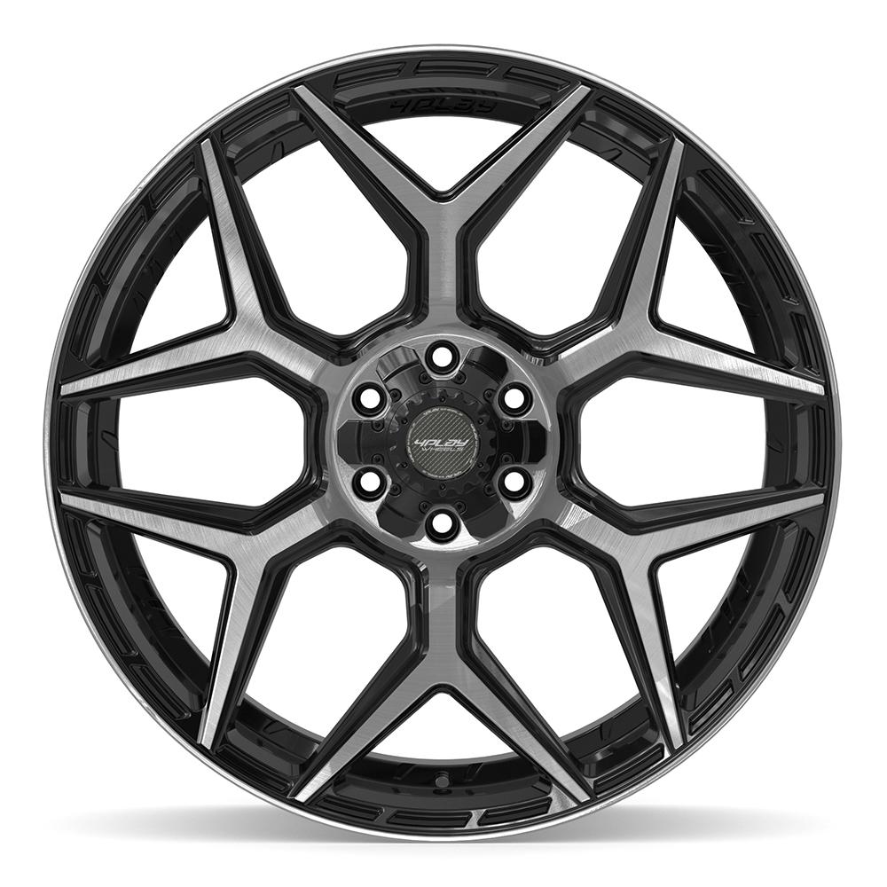 4Play 4P06 Gloss Black Brushed with Tinted Clear 24x10 +18 6x135|6x139.7mm 106.1mm - Wheelwiz