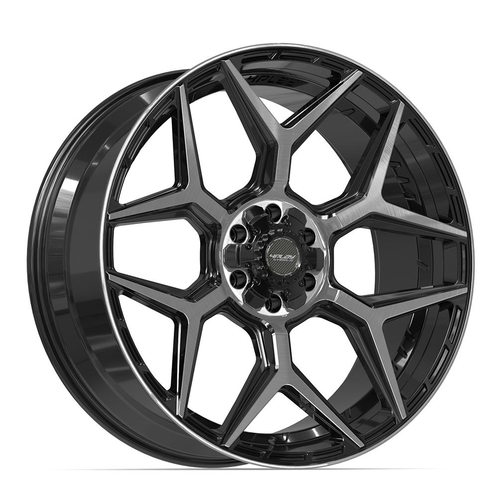 4Play 4P06 Gloss Black Brushed with Tinted Clear 24x10 +18 6x135|6x139.7mm 106.1mm - Wheelwiz