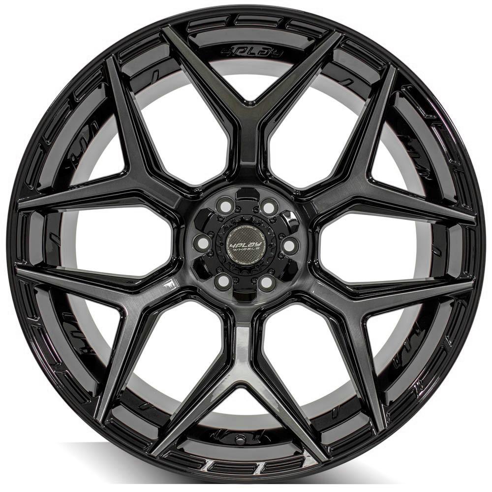 4Play Gen3 4P06 Gloss Black w/ Brushed Face &amp; Tinted Clear 24x12.0 -44 6x139.7|6x135mm 106.1mm - Wheelwiz