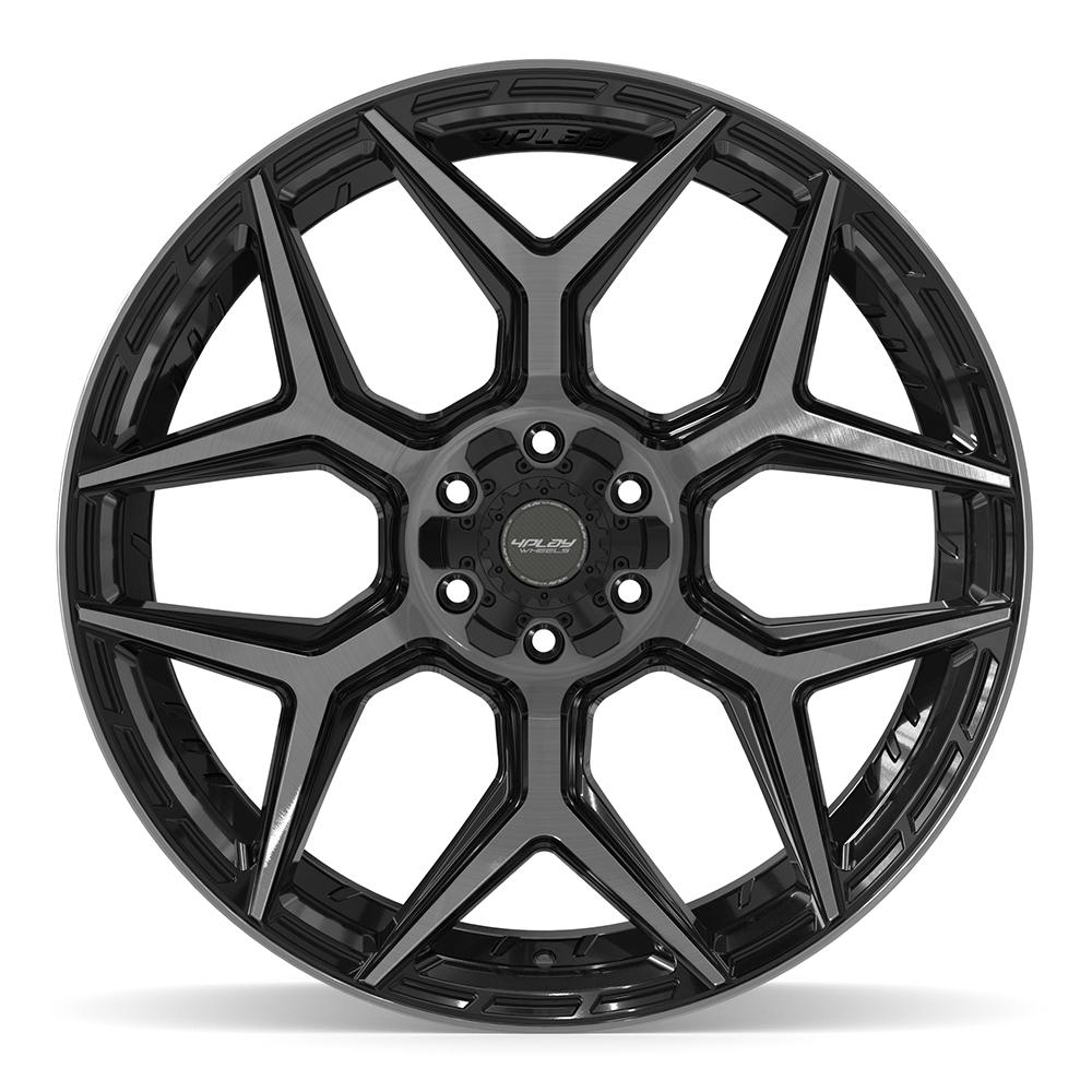 4Play 4P06 Gloss Black Brushed with Tinted Clear 24x12 -44 6x135|6x139.7mm 106.1mm - Wheelwiz