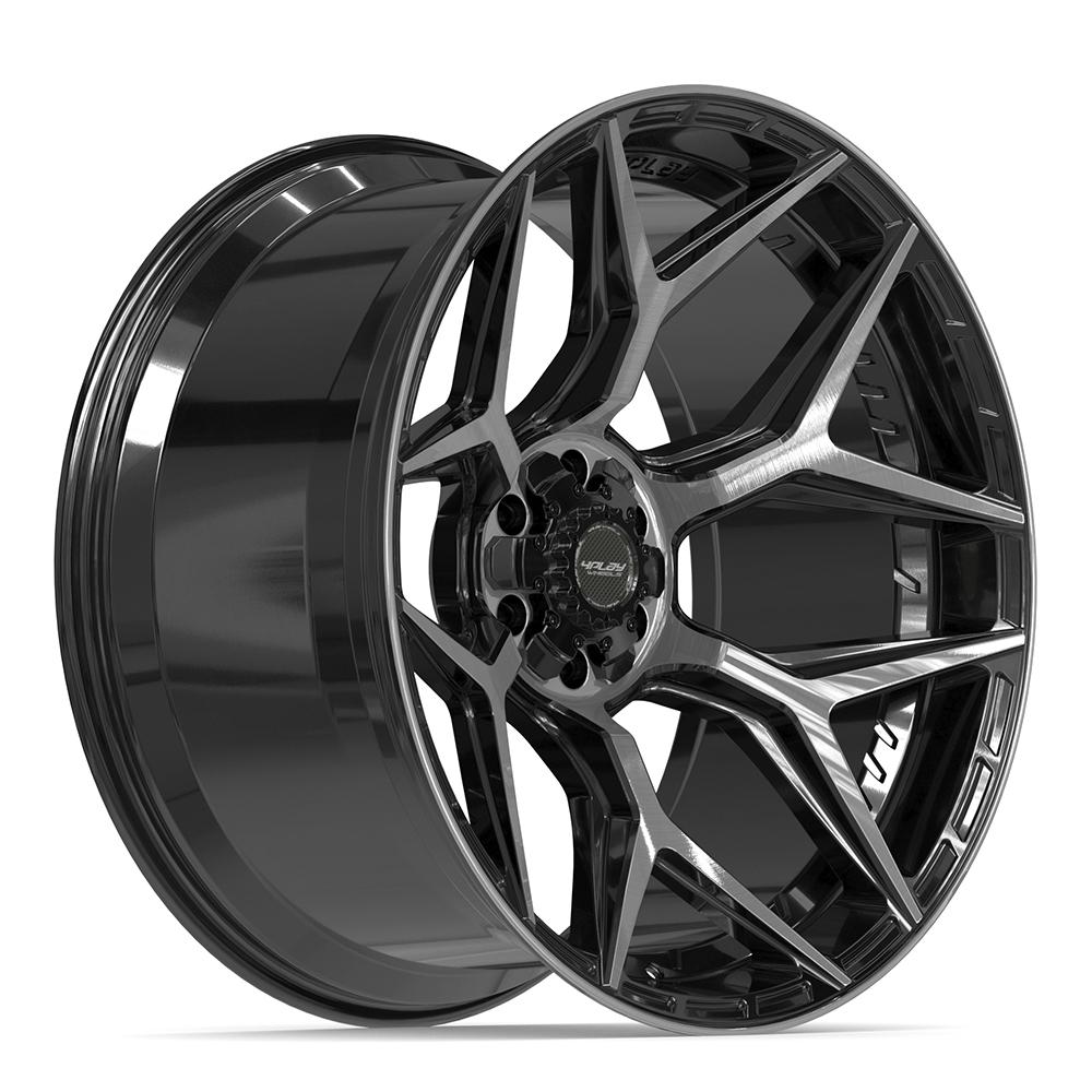 4Play 4P06 Gloss Black Brushed with Tinted Clear 24x12 -44 6x135|6x139.7mm 106.1mm - Wheelwiz
