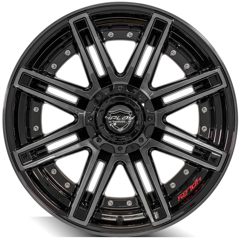 4Play Gen2 4P08 Gloss Black w/ Brushed Face & Tinted Clear 20x10.0 -24 5x127;5x139.7mm 87.1mm