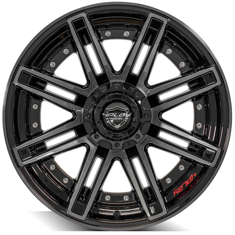 4Play Gen2 4P08 Gloss Black w/ Brushed Face & Tinted Clear 20x10.0 -24 5x127|5x139.7mm 87.1mm