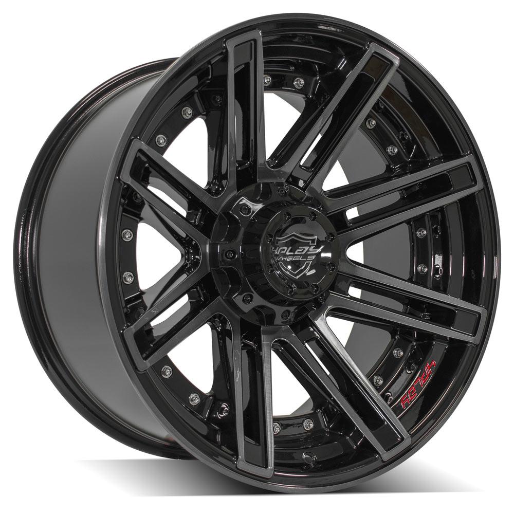 4Play Gen2 4P08 Gloss Black w/ Brushed Face &amp; Tinted Clear 20x10.0 -24 5x127|5x139.7mm 87.1mm