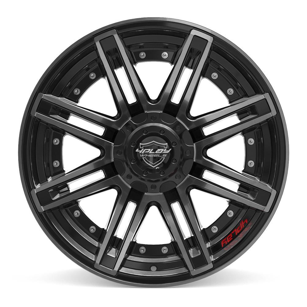 4Play 4P08 Gloss Black Brushed with Tinted Clear 20x10 -18 6x135|6x139.7mm 106.1mm - Wheelwiz