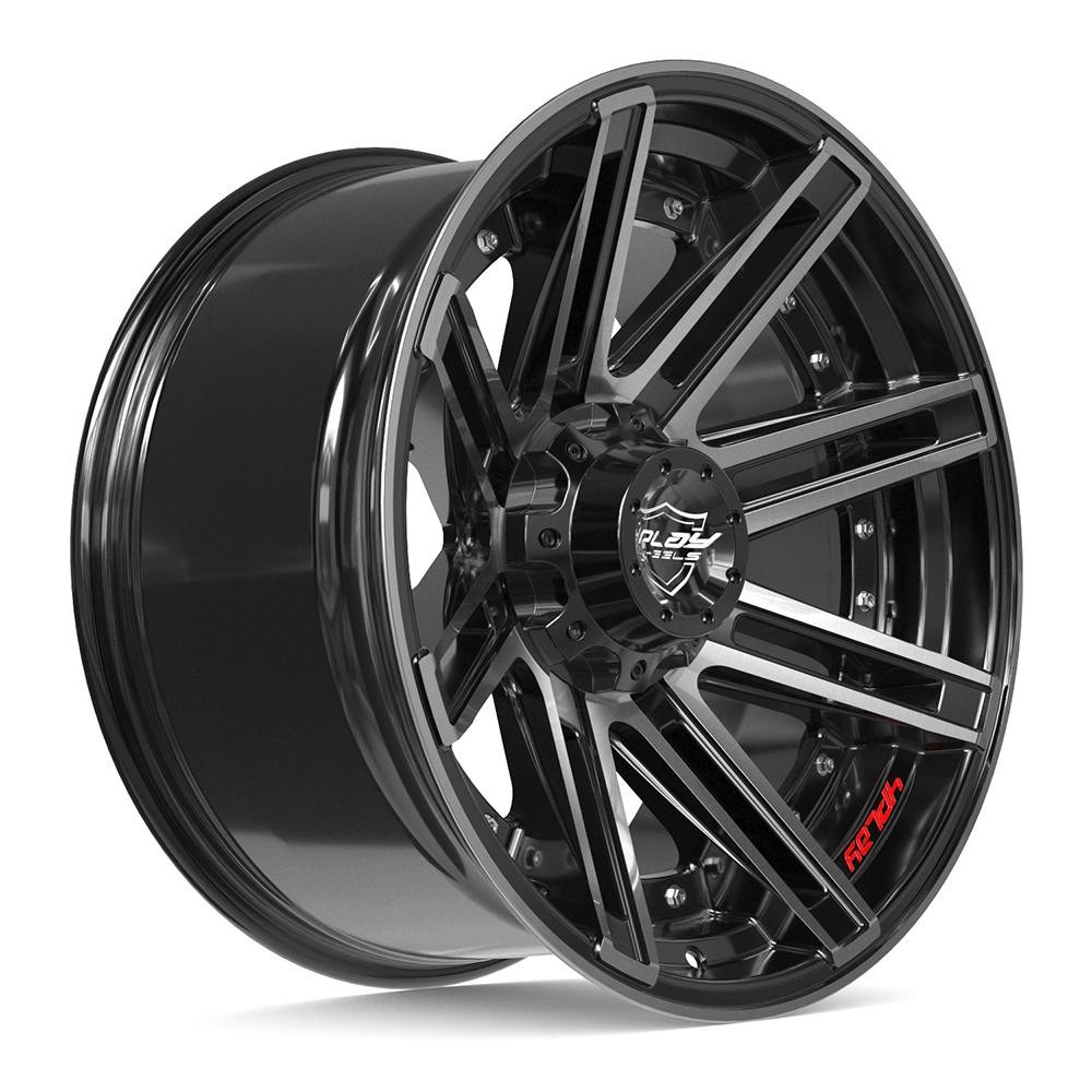 4Play 4P08 Gloss Black Brushed with Tinted Clear 20x10 -18 6x135|6x139.7mm 106.1mm - Wheelwiz