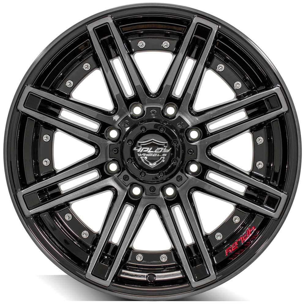 4Play Gen2 4P08 Gloss Black w/ Brushed Face & Tinted Clear 20x10.0 -24 8x170mm 124.9mm