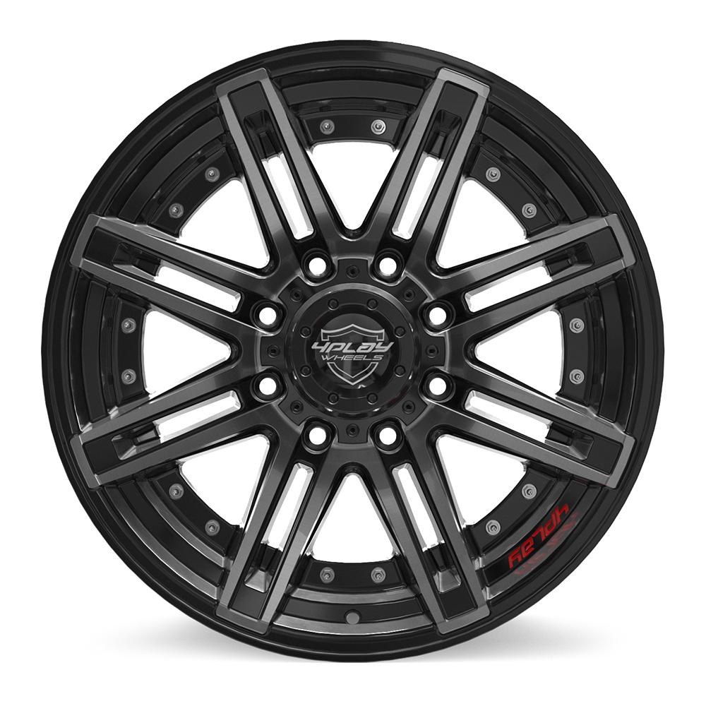 4Play 4P08 Gloss Black Brushed with Tinted Clear 20x10 -24 8x180|N/Amm 124.1mm - Wheelwiz