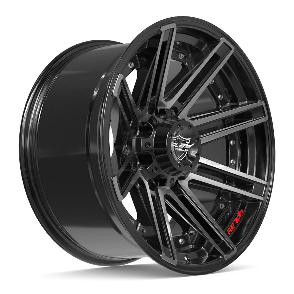 4Play 4P08 Gloss Black Brushed with Tinted Clear 20x10 -24 8x180|N/Amm 124.1mm - Wheelwiz