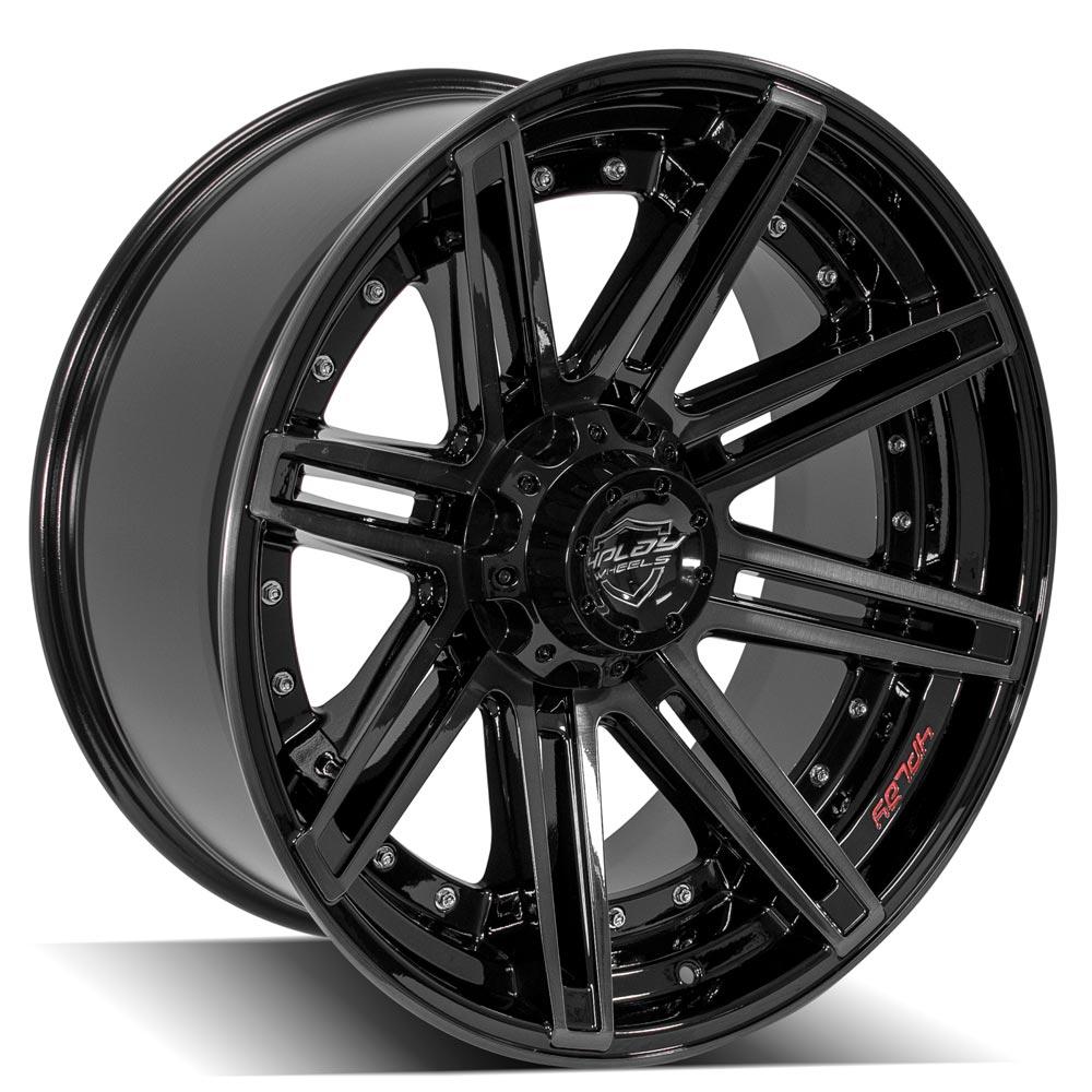 4Play Gen2 4P08 Gloss Black w/ Brushed Face &amp; Tinted Clear 22x10.0 -24 5x127|5x139.7mm 87.1mm