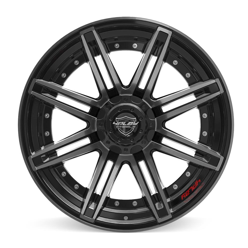 4Play 4P08 Gloss Black Brushed with Tinted Clear 22x10 -18 6x135|6x139.7mm 106.1mm - Wheelwiz
