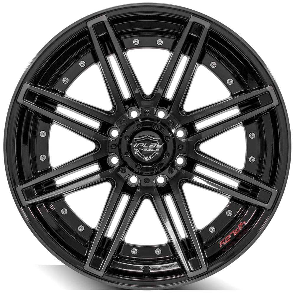 4Play Gen2 4P08 Gloss Black w/ Brushed Face & Tinted Clear 22x10.0 -24 8x170mm 124.9mm