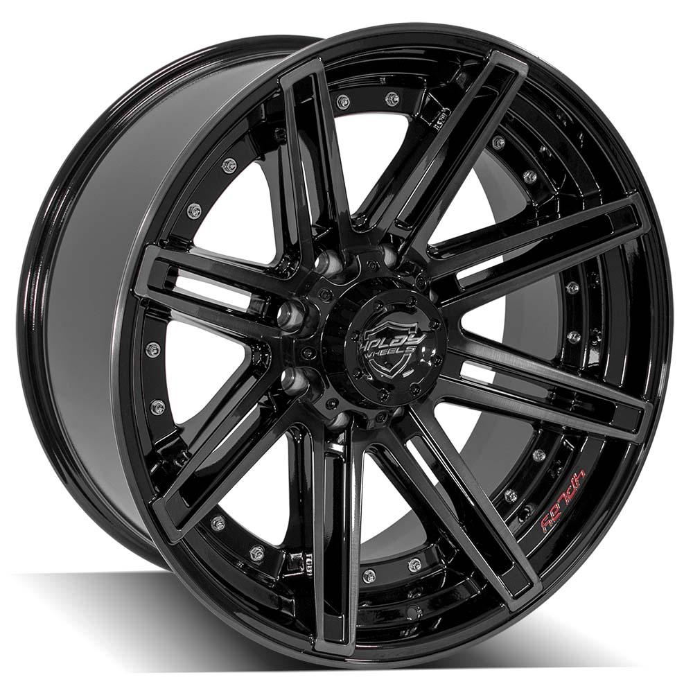 4Play Gen2 4P08 Gloss Black w/ Brushed Face &amp; Tinted Clear 22x10.0 -24 8x180mm 124.1mm