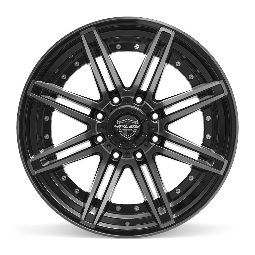 4Play 4P08 Gloss Black Brushed with Tinted Clear 22x10 -24 8x165.1|N/Amm 124.9mm - Wheelwiz