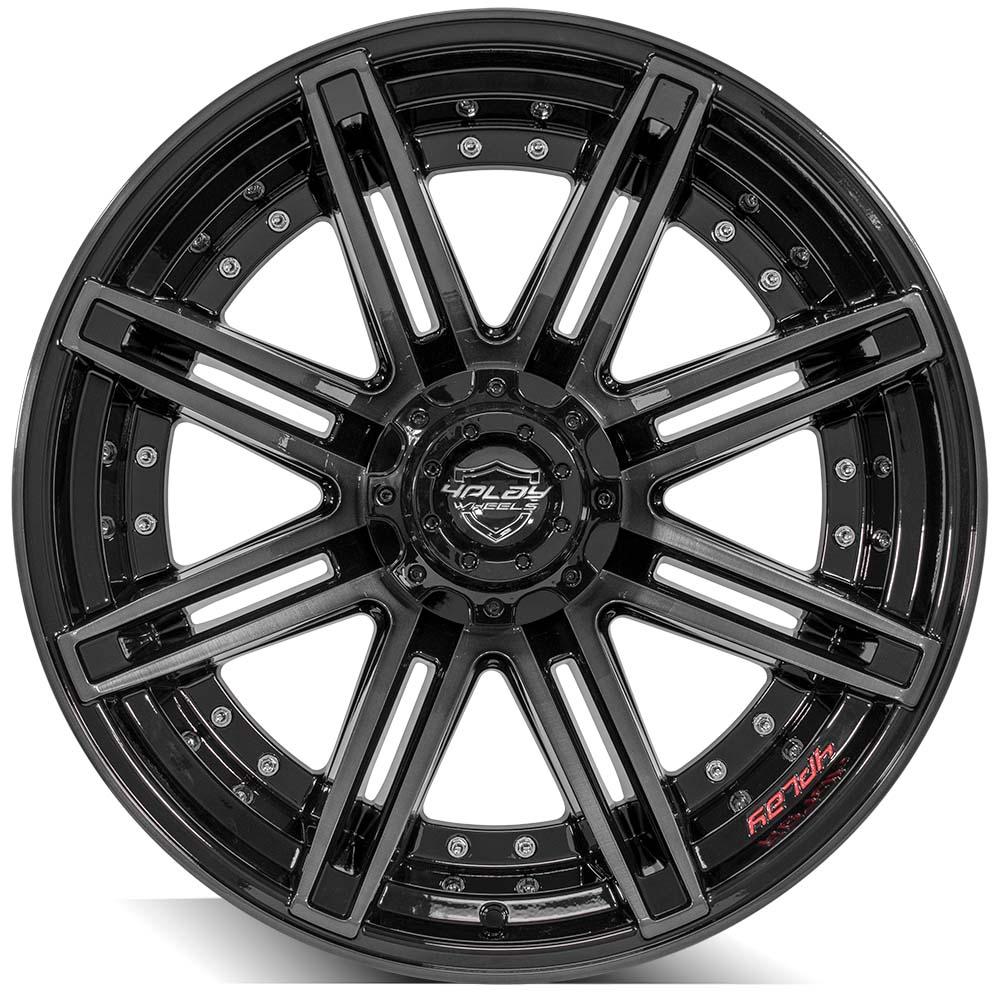 4Play Gen2 4P08 Gloss Black w/ Brushed Face & Tinted Clear 22x12.0 -44 5x127|5x139.7mm 87.1mm