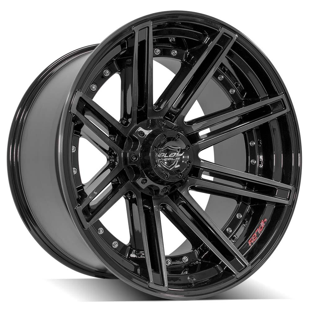 4Play Gen2 4P08 Gloss Black w/ Brushed Face &amp; Tinted Clear 22x12.0 -44 6x139.7|6x135mm 106.1mm