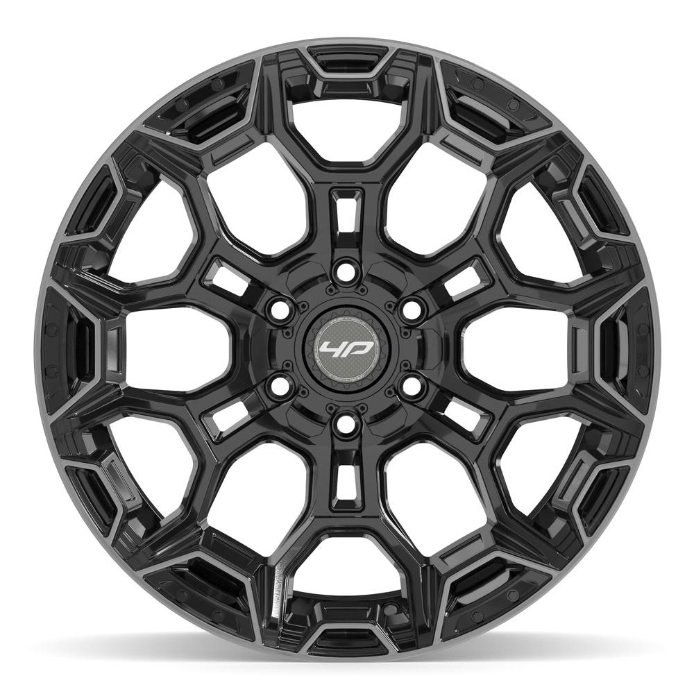4Play 4P43 Gloss Black Brushed with Tinted Clear 20x10 -18 6x135|6x139.7mm 106.1mm - Wheelwiz