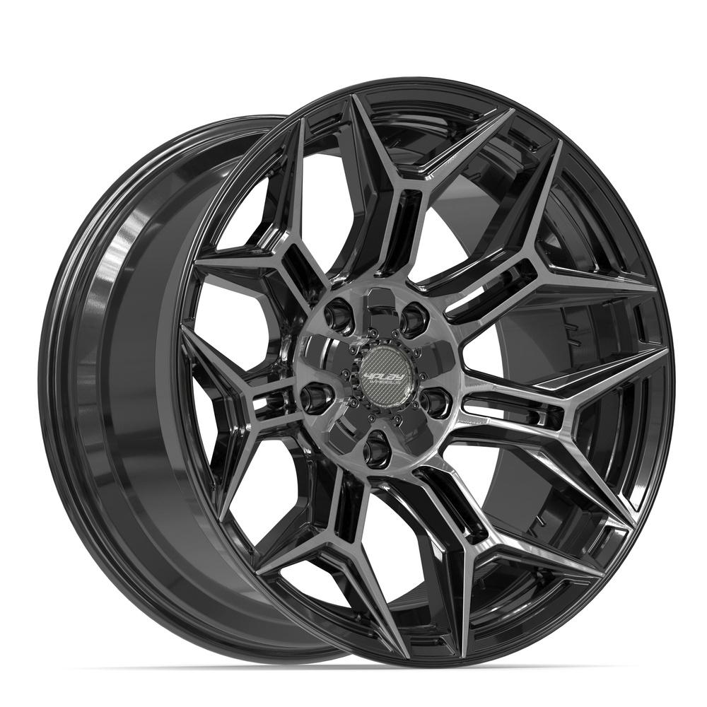 4Play 4P44 Gloss Black Brushed with Tinted Clear 20x10 -18 5x127|5x139.7mm 87.1mm - Wheelwiz