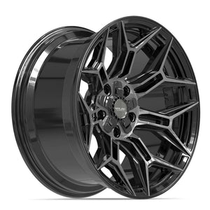 4Play 4P44 Gloss Black Brushed with Tinted Clear 20x10 -18 5x127|5x139.7mm 87.1mm - Wheelwiz